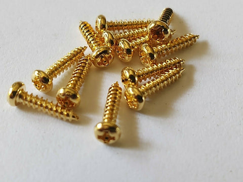 12 Pack Gold #2 x 3/8" Phillips Tuner Mounting Screws for Guitar Machine Heads