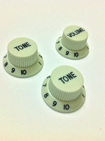 Strat Style Control Knob Set 1 Volume 2 Tone Mint / Black Numbers US or Import