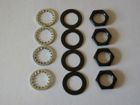 4 sets US Thread 3/8" x 32 Black Finish Potentiometer Nuts Trim Lock Washers